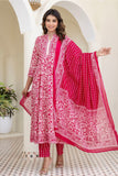 Pink Yoke Design Anarkali Suit Set with Trousers and Dupatta