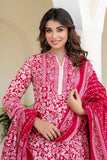 Pink Yoke Design Anarkali Suit Set with Trousers and Dupatta