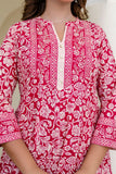Pink Yoke Design Anarkali Suit Set with Trousers and Dupatta