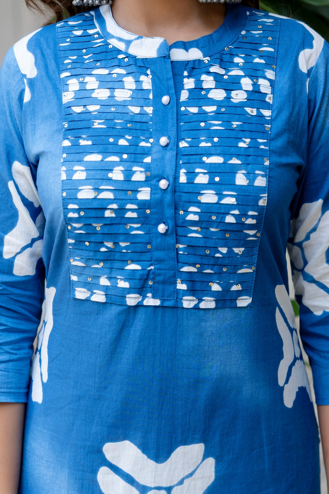 Blue Festive Yoke Design Kurta Set with Palazzo and Dupatta