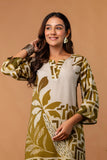 Olive Green Sequins Highlight Viscose Kurti with Wide Leg Palazzo Coord Set