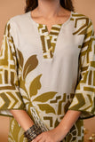 Olive Green Sequins Highlight Viscose Kurti with Wide Leg Palazzo Coord Set