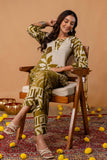 Olive Green Sequins Highlight Viscose Kurti with Wide Leg Palazzo Coord Set