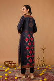 Black Festive Yoke Design Viscose Kurta Set with Trousers and Dupatta
