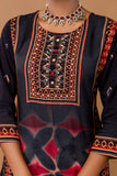 Black Festive Yoke Design Viscose Kurta Set with Trousers and Dupatta