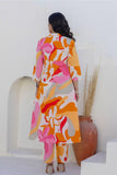 Orange Abstract Print A-line Cotton Kurta Set with Trousers