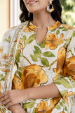 Floral Print A-line Cotton Suit Set with Palazzo Pants and Dupatta
