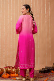 Rani Pink Bandhej Festive Viscose Kurta Set with Trousers and Dupatta