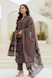 Black Ajrakh Print A-line Suit set with Trousers and Dupatta