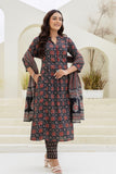 Black Ajrakh Print A-line Suit set with Trousers and Dupatta