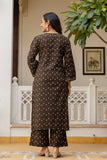 Brown Pakistani Kurta Set with Palazzo and Dupatta