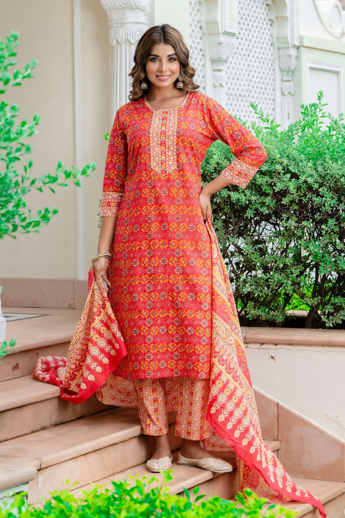 Orange kurta set for women