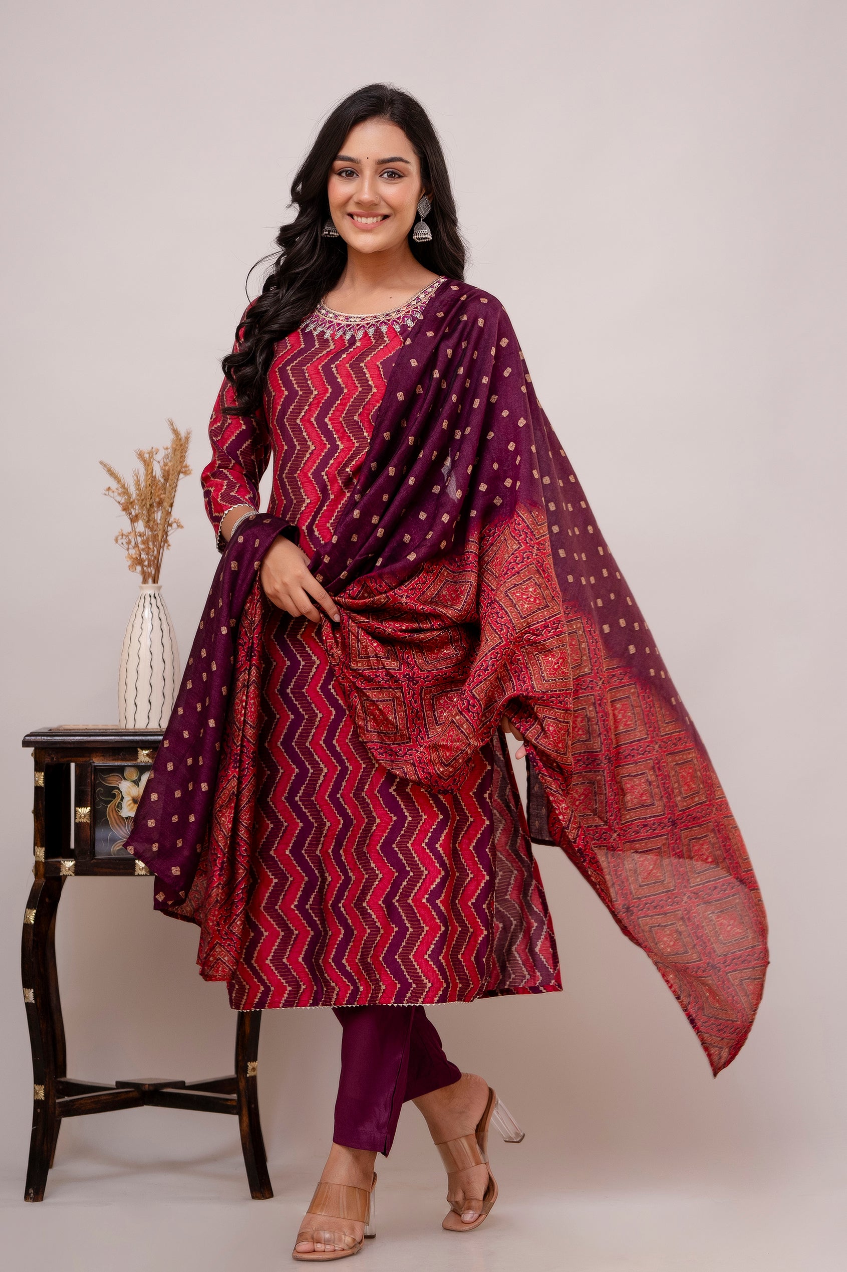 Wine Designer Kurta Sets