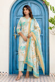 Green Abstract Print Cotton Kurta Set with Trousers and Dupatta