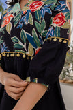 Nuri - Black Embellished Peplum Top with Pants Coord Set