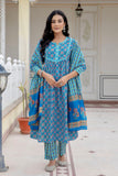 Blue Cotton kurta Set For women