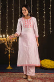 Shloka - Pink Silk Embroidered Kurta