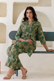 Safina - Green Pintucks Details Kurti with Wide Pants Coord Set