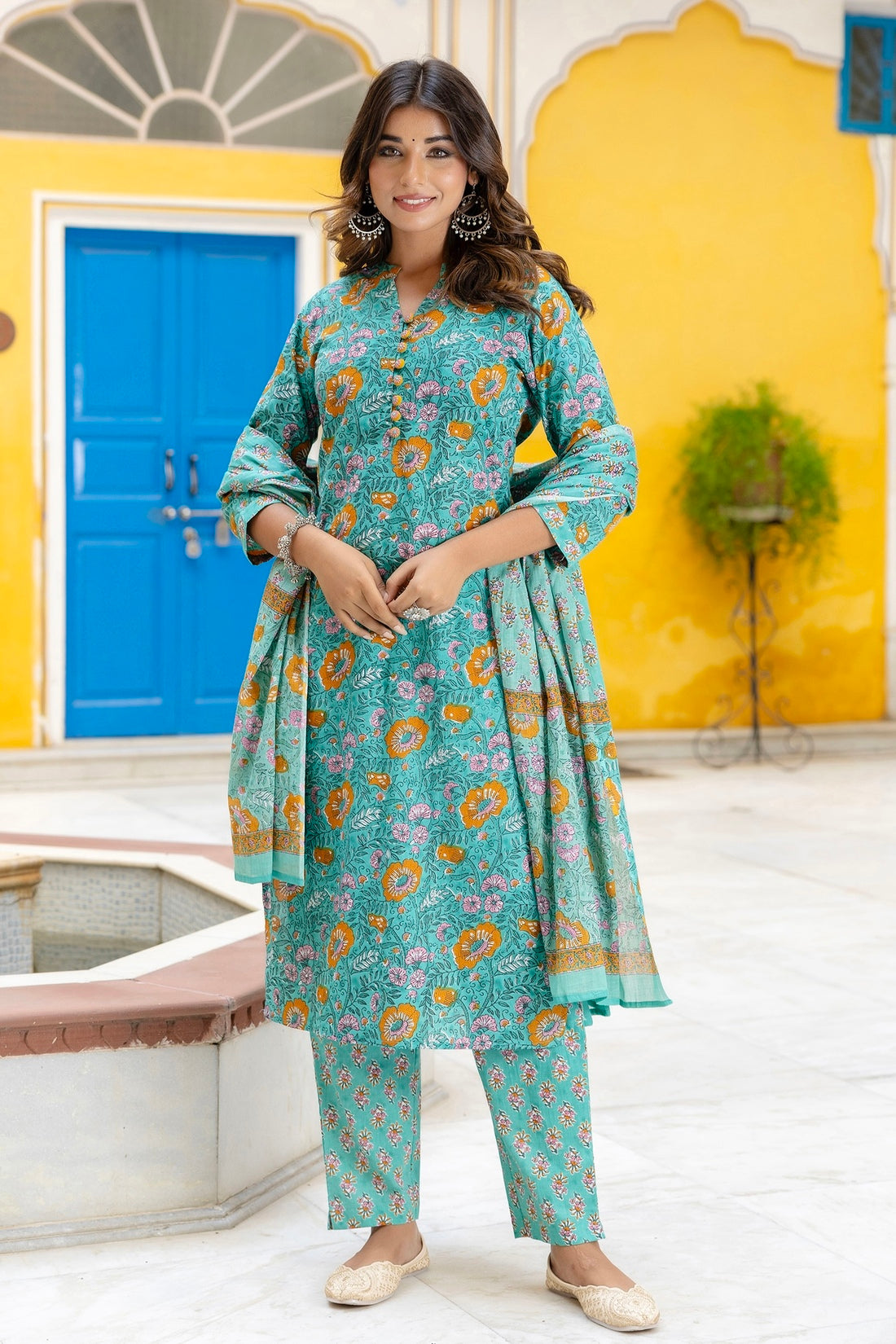 Blue cotton kurta sets