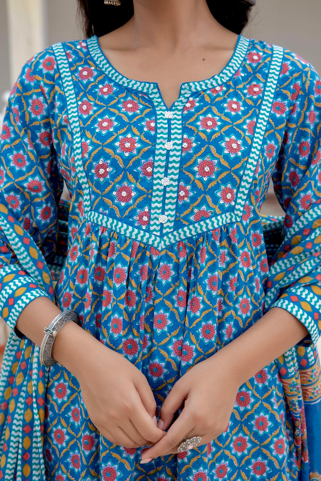 Blue Cotton kurta Set For women