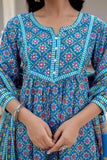 Blue Cotton kurta Set For women