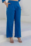 Lyra - Blue Cotton Flex Solid Embroidered Coord Set
