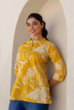 Vesper - Yellow Tropical Print Cotton Short Kurti