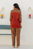 Meira - Rust Embellished Shirt with Contrast Pants Coord Set
