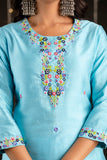 Naina - Blue Silk Embroidered Kurta