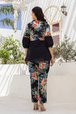 Nuri - Black Embellished Peplum Top with Pants Coord Set