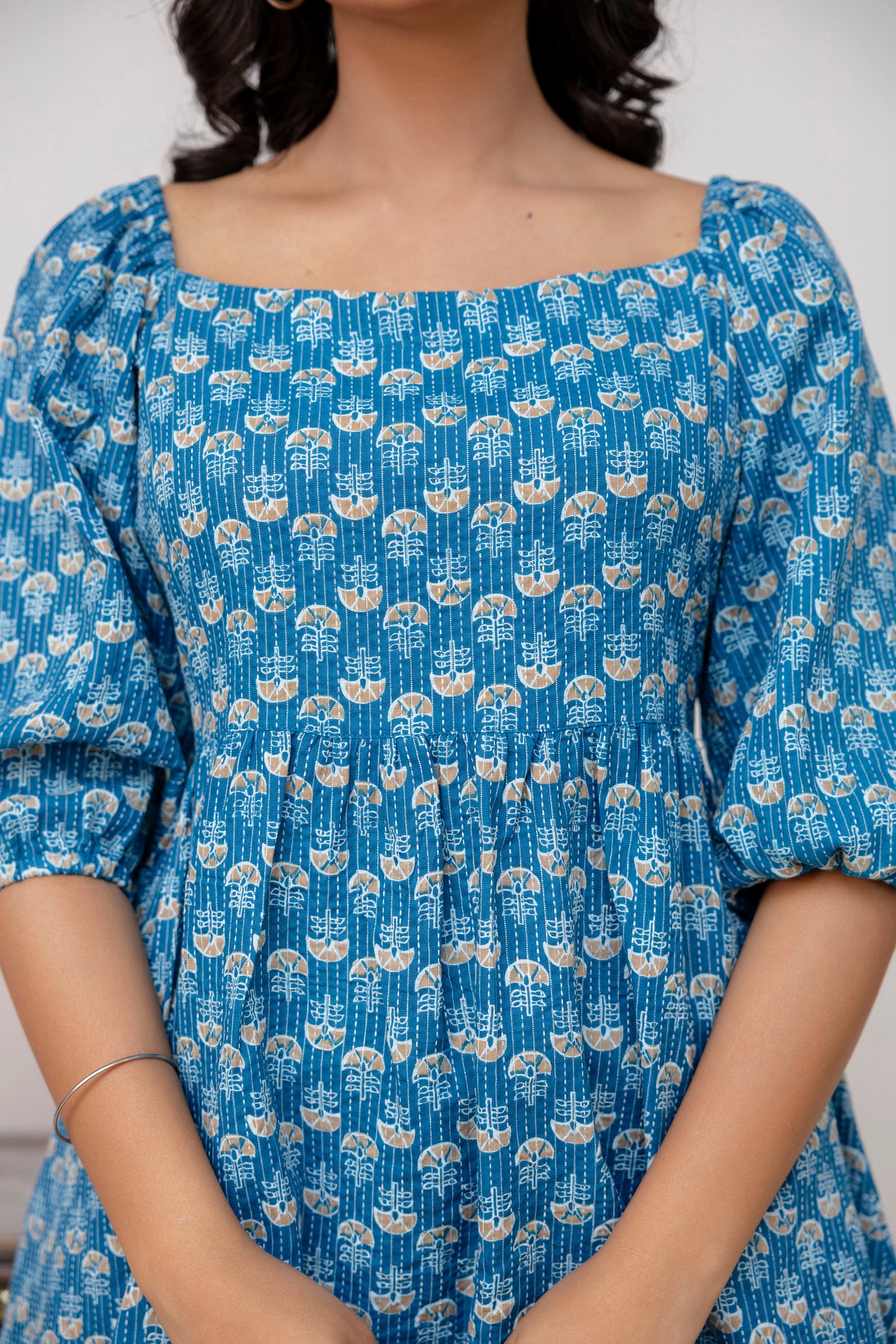 Blue Cotton Top For Women