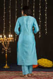 Naina - Blue Silk Embroidered Kurta