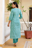 Lily - Green Bandhej Print Festive Cotton Kurta Set with Dupatta