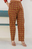 Meira - Rust Embellished Shirt with Contrast Pants Coord Set