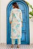 Green Abstract Print Cotton Kurta Set with Trousers and Dupatta
