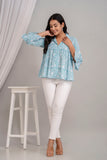 ARIANA - Bell Sleeves Handblock Printed Cotton Shirt