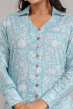 HALEY - Floral Printed Handblock Cotton Shirt