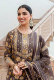 Brown Floral Print Yoke Highlight Kurta Set with Palazzo Pants and Dupatta