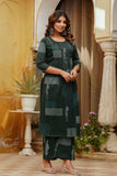 Green Pintucks Cotton Kurta Set with Palazzo