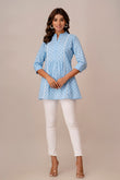 RORY - Blue Lacework Cotton Top
