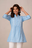 RORY - Blue Lacework Cotton Top