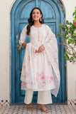 Off White and Pink Pintucks Detail Cotton Flex Kurta Set with Palazzos and Dupatta