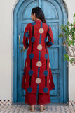 Maroon Polka Print A-line Kurta Set with Palazzos