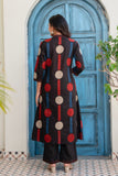 Black Polka Print A-line Kurta Set with Palazzos