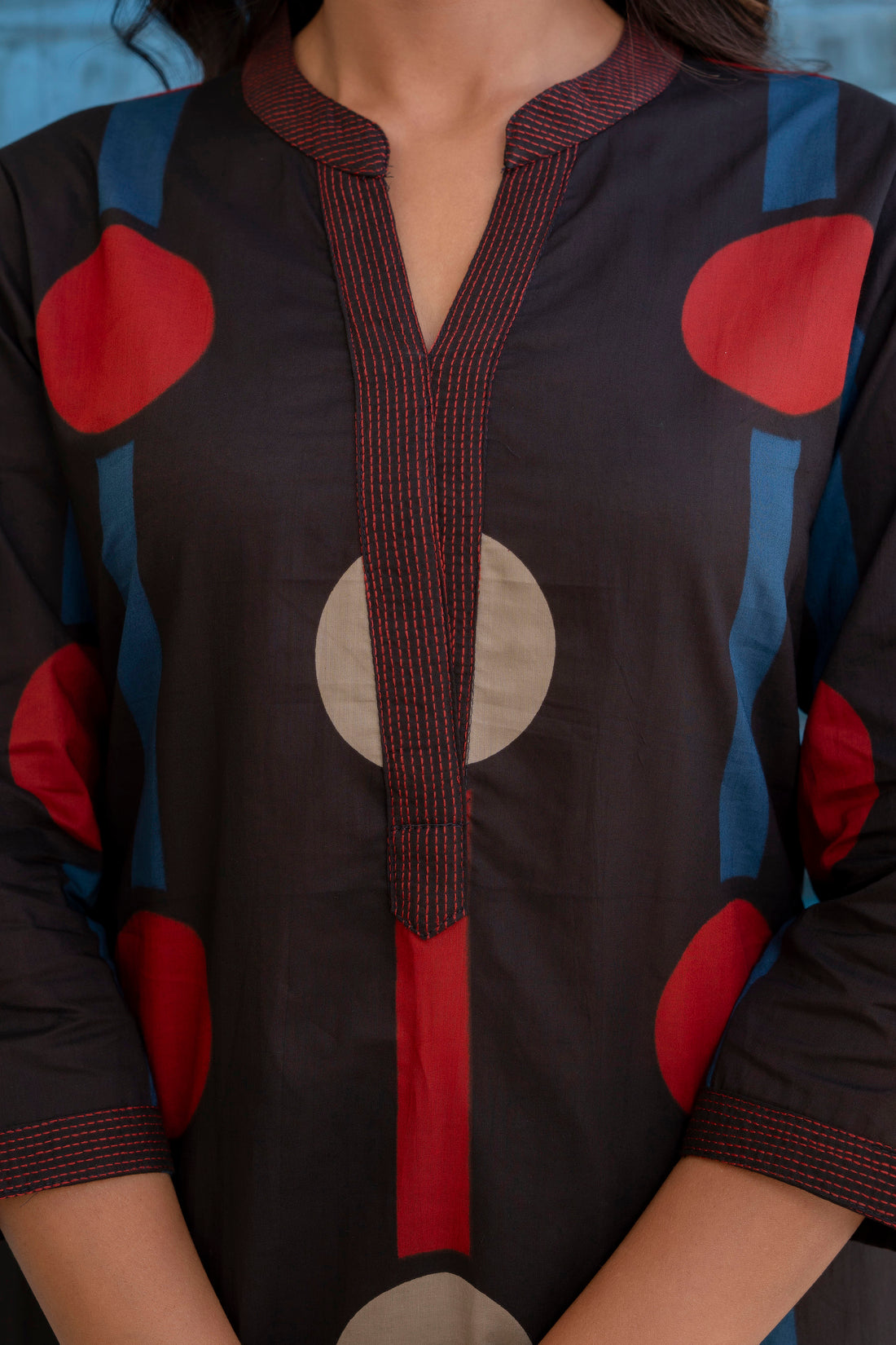 Black Polka Print A-line Kurta Set with Palazzos