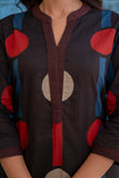Black Polka Print A-line Kurta Set with Palazzos