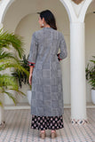 Black Checks Printed Kurta Set with Palazzos and Dupatta