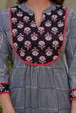 Black Checks Printed Kurta Set with Palazzos and Dupatta