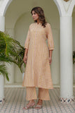 Yellow Striped Kurta with Straight Palazzos Coord Set