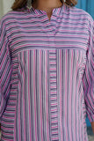 Purple Striped Kurta with Straight Palazzos Coord Set